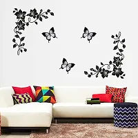 Printaart Lovely Butterflies Wall Sticker (PVC Vinyl 90 cm x 30 cm Black) (6901)-thumb1