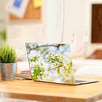 Printaart White Blossom Flower Wallpaper Sticker Decals Vinyl for Laptop Skin PVC Vinyl Laptop Decal 17 Inch-thumb1