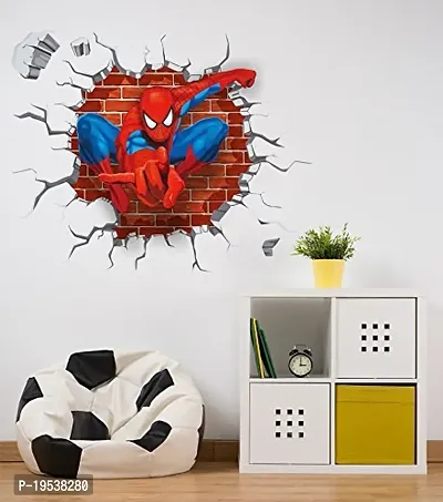 Printaart Spiderman Super Hero Cartoon Wall Sticker (PVC Vinyl 60 cm x 90 cm x 1 cm Multicolour)