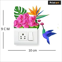 Printaart Multicolour Flower Switch Board Sticker and Birds ( 23.62 x 29.92 cm ) Pack of 8 Sticker-thumb1