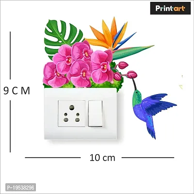 Printaart Multicolour Flower Switch Board Sticker and Birds ( 23.62 x 29.92 cm ) Pack of 8 Sticker-thumb2