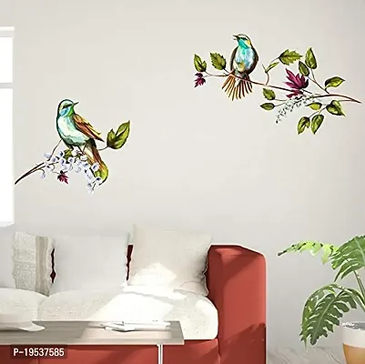 Printaart Vinyl Wall-Ons Singing Nightingales Decal DIY Removable Peel and Stick UV Printed Wall Sticker for Home Decor - (H 2 ft x W 1.4 ft Multicolour)