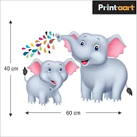 Printaart Home Decor Cute 3D Elephant Wall Sticker for Kids Room And Living Room Decor Bedroom Office (PVC Vinyl 60 cm x 50 cm Multicolour)-thumb1