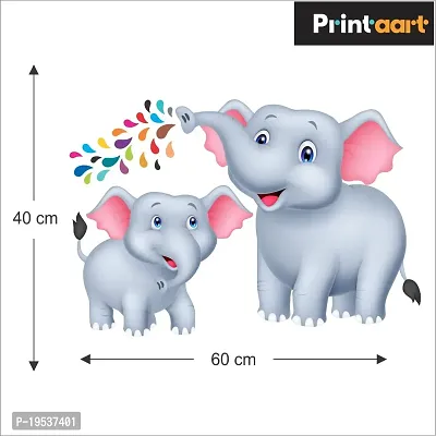 Printaart Home Decor Cute 3D Elephant Wall Sticker for Kids Room And Living Room Decor Bedroom Office (PVC Vinyl 60 cm x 50 cm Multicolour)-thumb2