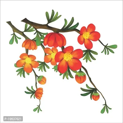 Printaart Animated Floral Branch with Realistic Flowers Kids Room And Living Room Decor Bedroom Office (Study Tree) 50 cm x 40 cm Multicolour)-thumb0