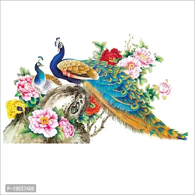 Printaart Beautiful Peacock Birds Wall Art Elegant Royal Bird Wall Sticker for Kids Room And Living Room Decor Bedroom Office (PVC Vinyl 45 cm x 30 cm Multicolour)-thumb0