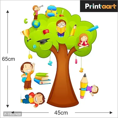 Printaart Cute Educational Tree Wall Stickers Kids Room And Living Room Decor Bedroom Office (Study Tree) 45 cm x 30 cm Multicolour)-thumb2