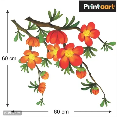 Printaart Animated Floral Branch with Realistic Flowers Kids Room And Living Room Decor Bedroom Office (Study Tree) 50 cm x 40 cm Multicolour)-thumb2