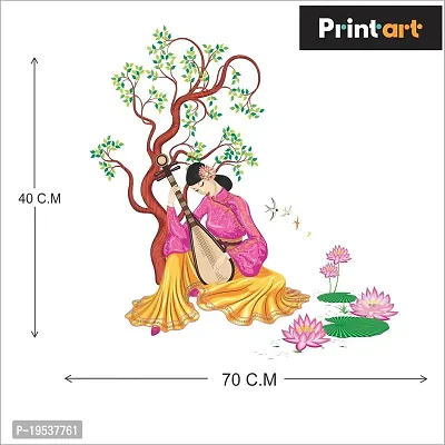 Printaart Chinese Girl Playing Lute Under The Tree Creative Wall Sticker for Living Room Bedroom Kids Room ( 70 cm x 40 cm )PVC Vinyl-thumb2