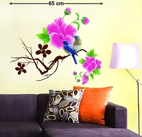 Printaart Design Blue Birds with Flowers Wall Sticker (PVC Vinyl 60 cm x 45 cm) Botanical-thumb1