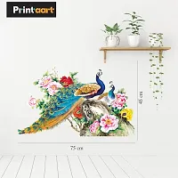 Printaart Beautiful Peacock Birds Wall Art Elegant Royal Bird Wall Sticker for Kids Room And Living Room Decor Bedroom Office (PVC Vinyl 45 cm x 30 cm Multicolour)-thumb1