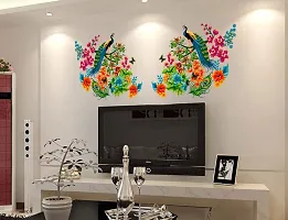 Printaart Peacock Birds on Branch Leaves Wall Sticker (PVC Vinyl 60 cm x 90 cm Multicolour) Animal-thumb2