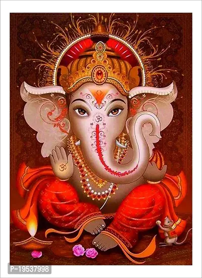 Printaart Modern Elegant Ganesha God Wall Sticker (PVC Vinyl 50 cm x 70 cm Multicolour) Religion