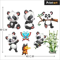 Printaart Animals Panda on Bamboo Trees and Cute Butterfly Kids Room Wall Sticker (PVC Vinyl 70 cm x 50 cm) Multi-thumb1