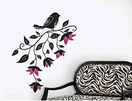 Printaart Big Size Sparrow Wall Sticker (PVC Vinyl 60 cm x 45 cm Black)-thumb2