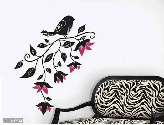 Printaart Big Size Sparrow Wall Sticker (PVC Vinyl 60 cm x 45 cm Black)-thumb3