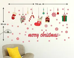 Printaart Marry Christmas Quote with Gifts and Light Wall Sticker (PVC Vinyl 60 cm x 45 cm)-thumb1