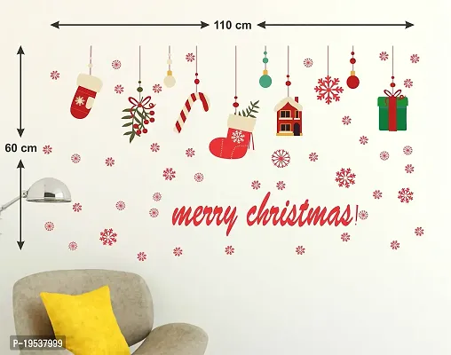 Printaart Marry Christmas Quote with Gifts and Light Wall Sticker (PVC Vinyl 60 cm x 45 cm)-thumb2