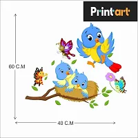 Printaart Happy Birds Cute Butterfly Family Wall Decal (PVC Vinyl 60 cm x 45 cm x 60 cm Multicolour)-thumb1