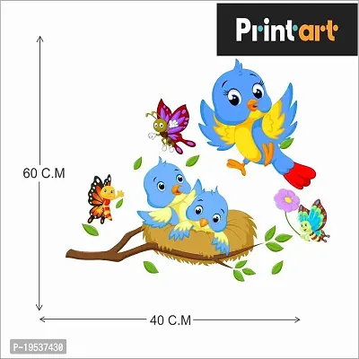 Printaart Happy Birds Cute Butterfly Family Wall Decal (PVC Vinyl 60 cm x 45 cm x 60 cm Multicolour)-thumb2