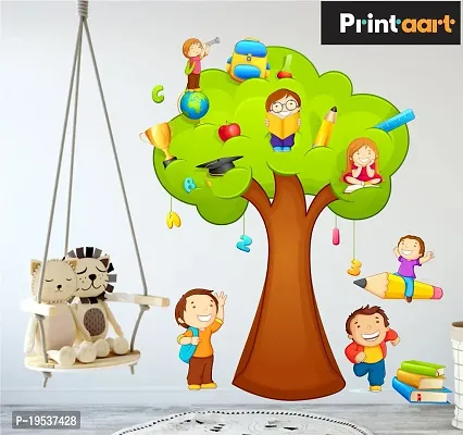 Printaart Cute Educational Tree Wall Stickers Kids Room And Living Room Decor Bedroom Office (Study Tree) 45 cm x 30 cm Multicolour)-thumb3