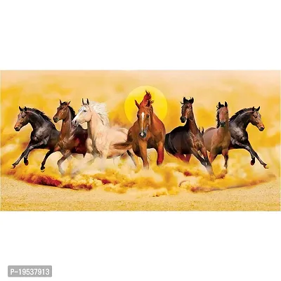 Printaart Polyvinyl Chloride Vastu Shastra 7 Horses Running Wall Decals and Stickers (Multicolor 16 X 32 Inches 40 cm X 80 cm)