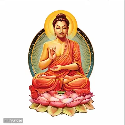 Printaart Creative 3D Animated Lord Buddha Wall Sticker for Kids for Living Bed Room Office Space PVC Vinyl (65 cm x 50 cm)-thumb0