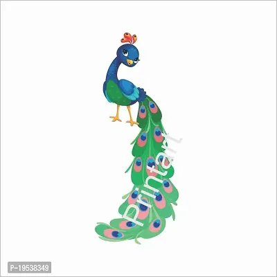 Printaart  Peacock Bird Wall Sticker Multicolour Living Room Hall Play Room Bedroom Kitchen Office (PVC Vinyl 60 cm x 50 cm x 60 cm Multicolour)-thumb0