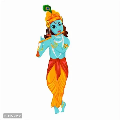 Printaart Shree Krishna Wall Sticker Living Room Home Decoration Kids Room (Size -50 cm x 40 cm)-thumb0