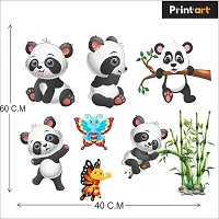 Printaart Cute Animals Panda on Bamboo Trees and Cute Butterfly Wall Sticker and Kids Room PVC Vinyl Sticker 70 cm x 40 cm) Multicolour-thumb1
