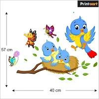 Printaart Cute Birds and Butterfly Wall Sticker for Kids Room And Living Room Decor Bedroom Office (PVC Vinyl 45 cm x 30 cm Multicolour)-thumb1