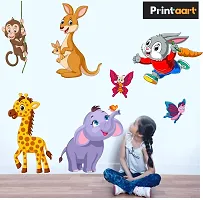 Printaart PVC Vinyl Multiple Lion Elephant and 3D Butterflies Wall Sticker(KidsChildrens Room Decor Stickers) (60cm x 57 cm Multicolour)-thumb2