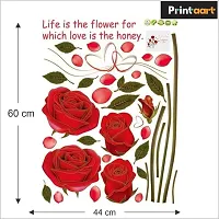 Printaart Flowers Roses Valentines Love Romantic with Green Leaves Wall Sticker for Kids for Living Bed Room Office (65 cm x 50 cm)-thumb2