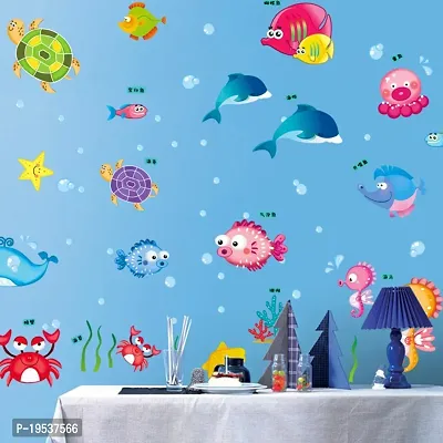 PrintaartStickersKart Wall Stickers Underwater Creatures Baby Room (Multi-Colour)-thumb2