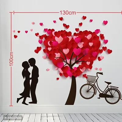 Printaart Couple with Heart Tree Wall Sticker (PVC Vinyl 130 cm x 100 cm)-thumb2