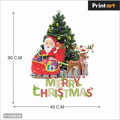 Printaart Christmas Decoration Santa Claus Xmas Tree Beautiful for Bedroom Kids Room (PVC Vinyl 50 cm x 40 cm)-thumb2