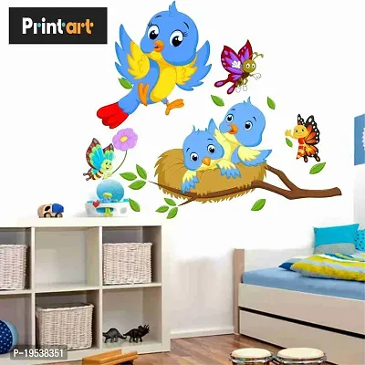 Printaart Cute Birds and Butterfly Wall Sticker and Kids Room PVC Vinyl Sticker 70 cm x 40 cm) Multicolour-thumb3