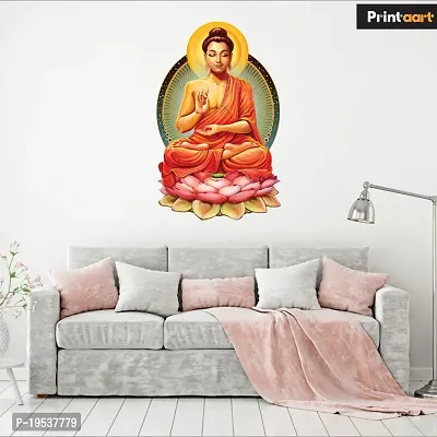 Printaart Creative 3D Animated Lord Buddha Wall Sticker for Kids for Living Bed Room Office Space PVC Vinyl (65 cm x 50 cm)-thumb3