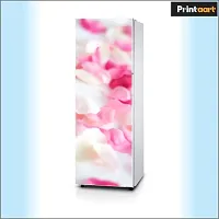 Printaart Vinyl Skin red Flowers Wall 3D Background Fridge Wallpaper Warp Refrigerator Double Door (PVC Vinyl 160 cm x 60 cm 60 X 24 Inches Multicolour)-thumb2