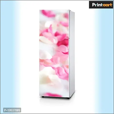 Printaart Vinyl Skin red Flowers Wall 3D Background Fridge Wallpaper Warp Refrigerator Double Door (PVC Vinyl 160 cm x 60 cm 60 X 24 Inches Multicolour)-thumb3