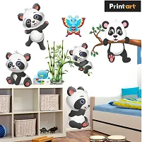 Printaart Animals Panda on Bamboo Trees and Cute Butterfly Kids Room Wall Sticker (PVC Vinyl 70 cm x 50 cm) Multi-thumb2