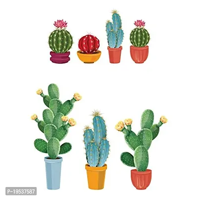 Printaart Wall-Ons Colourful Cacti Decal DIY Removable Peel and Stick UV Printed Wall Sticker - Covers H 2 ft x W 1.4 ft Home Decor-thumb3