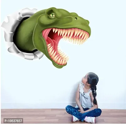 Printaart Cartoon Multi Colored 3D Dinosaur Wall Sticker for Kids for Living Bed Room Office Space PVC Vinyl (65 cm x 50 cm)-thumb3