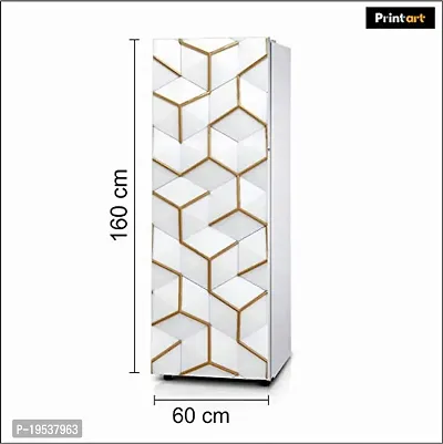 Printaart 3D White Line Fridge Sticker Wallpaper Warp Skin Decals Large Vinyl 160 x 60 cm-thumb2