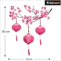 Printaart Chinese Lamps Lantern on Floral Branch Beautiful Wall Sticker for Kids for Living Bed Room Office Space PVC Vinyl (65 cm x 50 cm)-thumb2