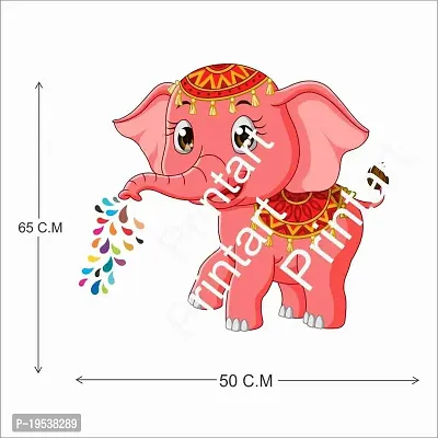 Printaart Cute Elephant 3D Wall Stickers PVC Self Adhesive Vinyl Wall Poster for Living Room Hall Play Room Bedroom Kitchen Office (PVC Vinyl 60 cm x 50 cm x Multicolour)-thumb2