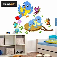 Printaart Happy Birds Cute Butterfly Family Wall Decal (PVC Vinyl 60 cm x 45 cm x 60 cm Multicolour)-thumb2