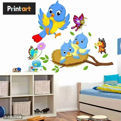 Printaart Happy Birds Cute Butterfly Family Wall Decal (PVC Vinyl 60 cm x 45 cm x 60 cm Multicolour)-thumb3