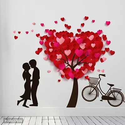 Printaart Couple with Heart Tree Wall Sticker (PVC Vinyl 130 cm x 100 cm)