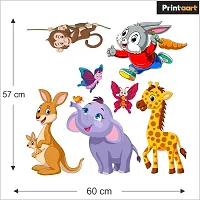 Printaart PVC Vinyl Multiple Lion Elephant and 3D Butterflies Wall Sticker(KidsChildrens Room Decor Stickers) (60cm x 57 cm Multicolour)-thumb1